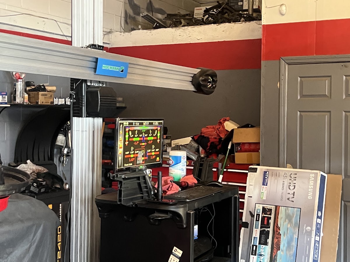 Tool chests and equipment inside the Intake Auto Repair workshop